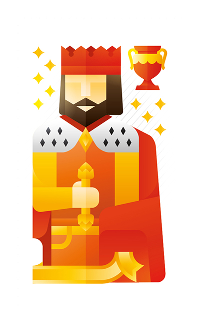 Red king with a trophy, illustration by Francesco Faggiano illustrator