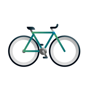 Small-sized animation of six different bike models in gradient colors, illustration by francesco faggiano illustrator