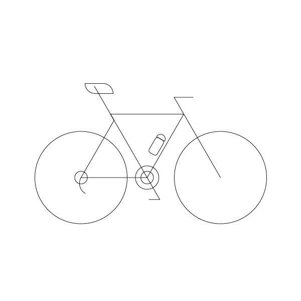 Animation of a road bike model icon, showing its evolution from outline to flat and gradient colors, illustration by francesco faggiano illustrator