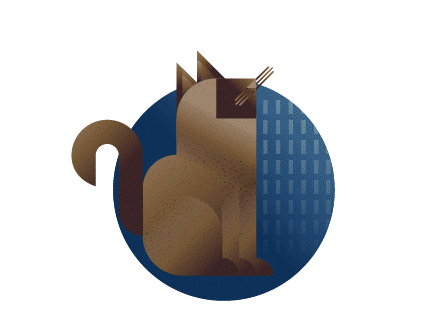 Animated gif of ten different cat icons, illustration by Francesco Faggiano illustrator